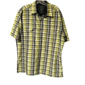 Kuhl Eluxur Shirt XXL Green Plaid Short Sleeve Hiking Outdoor Button Up